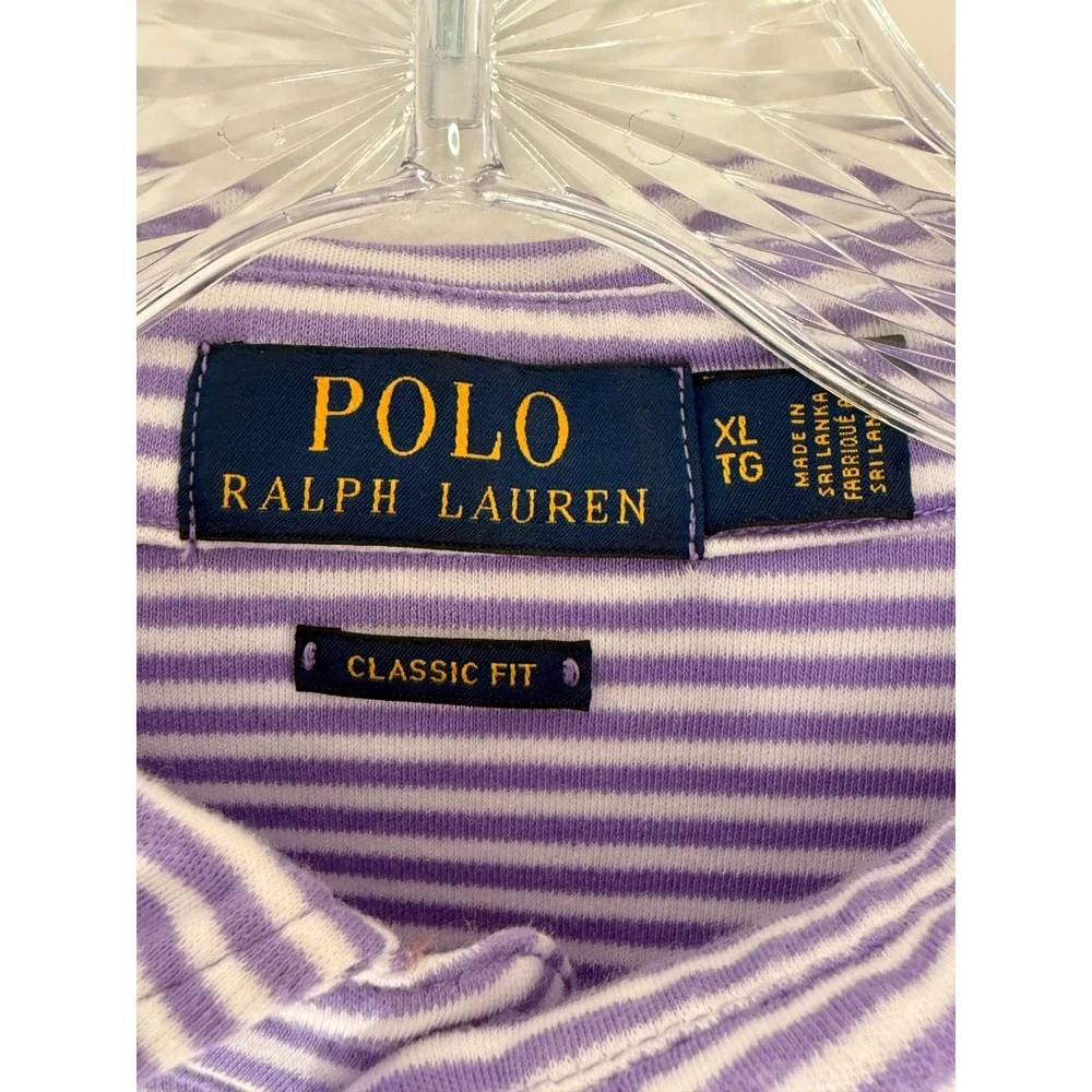 Polo Ralph Lauren Polo Shirt Men's‎ Short Sleeve Purple Striped Classic Fit XL